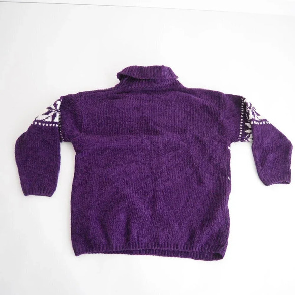 Vintage Separates Scene Purple Turtle Neck Knit Sweater w Snowflake Design L - Picture 9 of 11